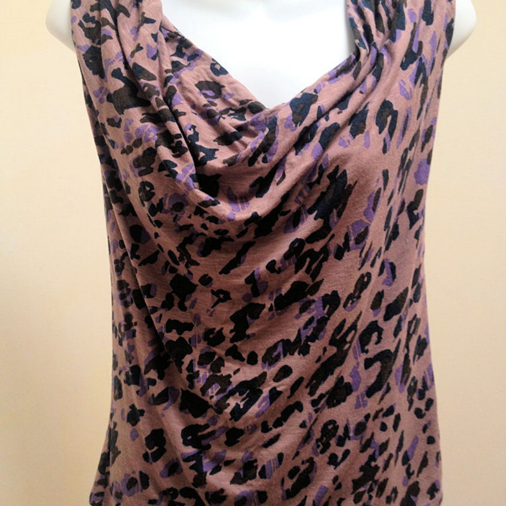 Deletta Antropologie XS Purple Animal Cowl Top